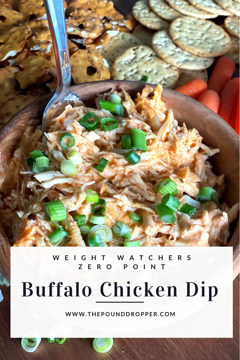 This Zero Point Buffalo Chicken Dip is super easy make-only 4 ingredients-and you have yourself a tasty appetizer or snack! Perfect for dipping your vegetables or chips in! via @pounddropper