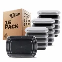 Freshware Meal Prep Containers [15 Pack] 1 Compartment with Lids, Food Storage Containers Bento Box | BPA Free | Stackable | Lunch Boxes, Microwave/Dishwasher/Freezer Safe (28 oz)