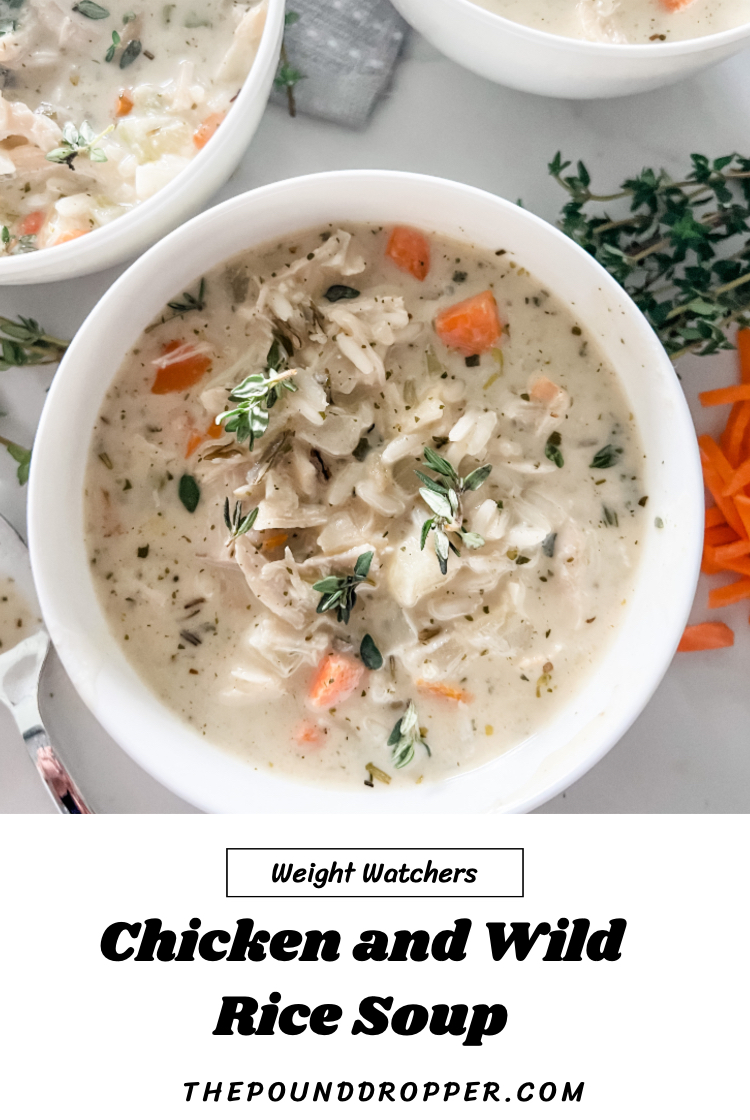 This Creamy Chicken and Wild Rice Soup is a lightened up version of Panera's Chicken and Wild Rice Soup-perfect for a chilly day! via @pounddropper