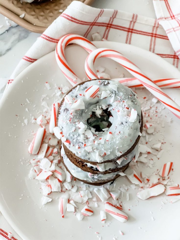Two Point Chocolate Candy Cane Donuts