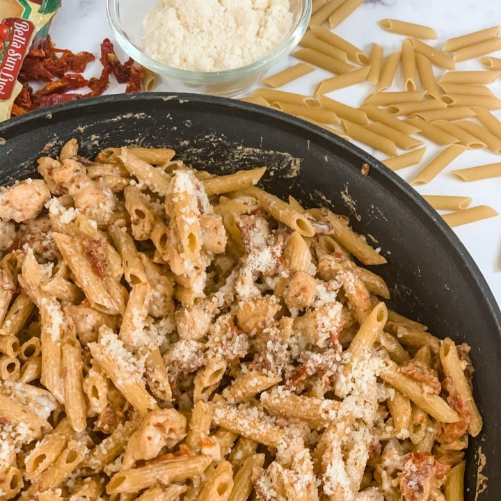 Creamy SunDried Tomato Penne Pasta with Chicken Pound Dropper