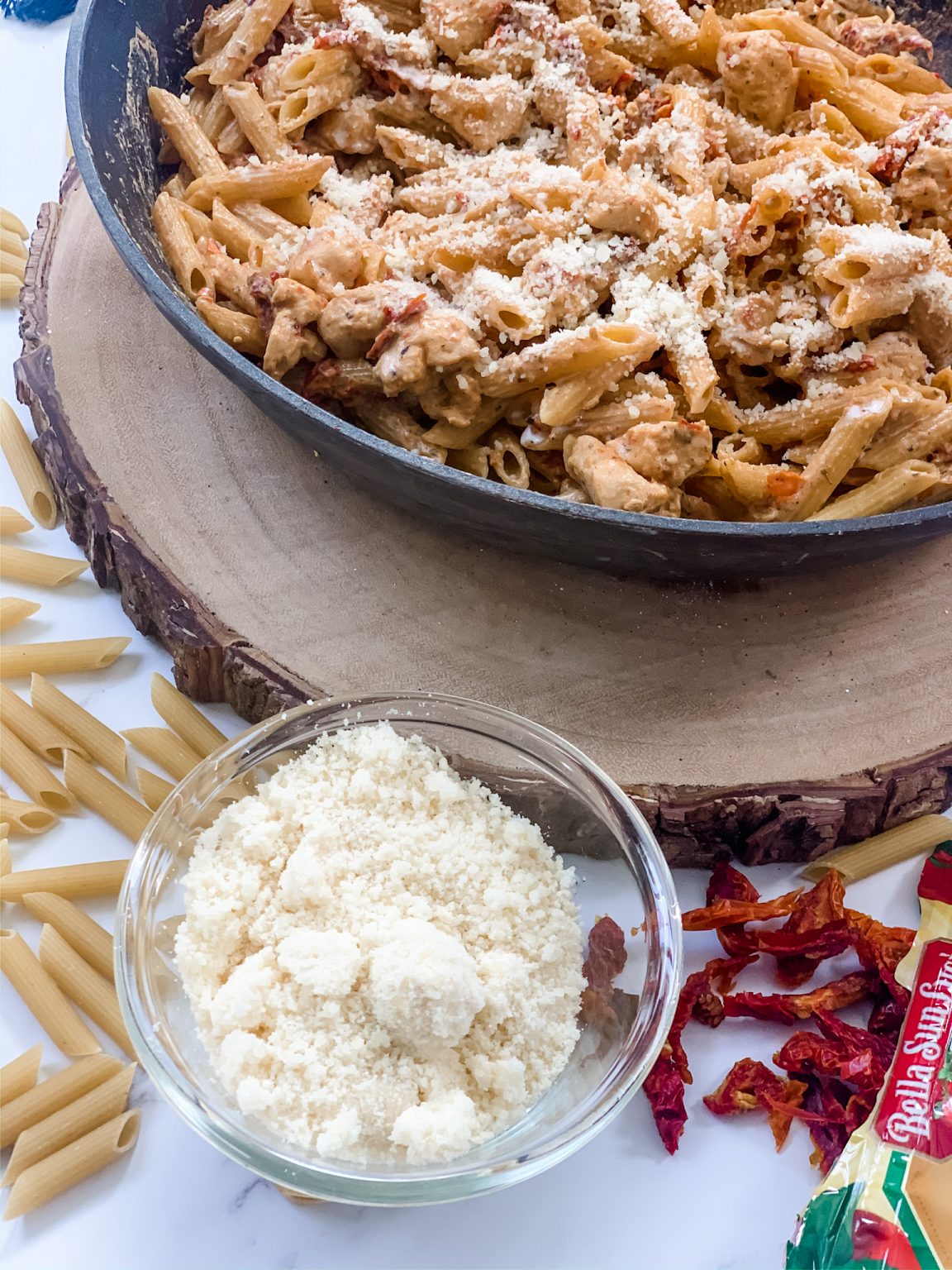 Creamy SunDried Tomato Penne Pasta with Chicken Pound Dropper