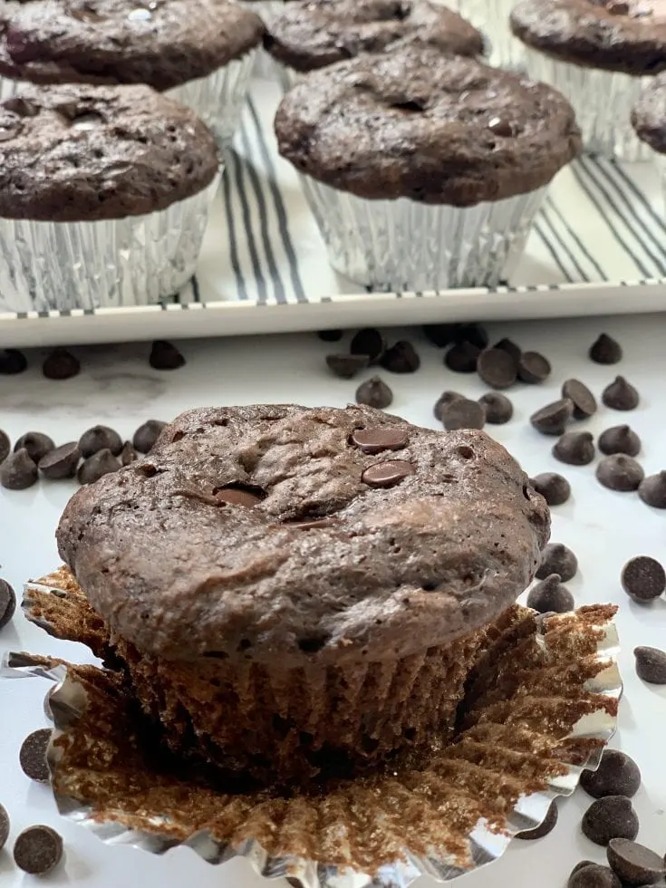 Skinny Double Chocolate Chip Muffins - Pound Dropper