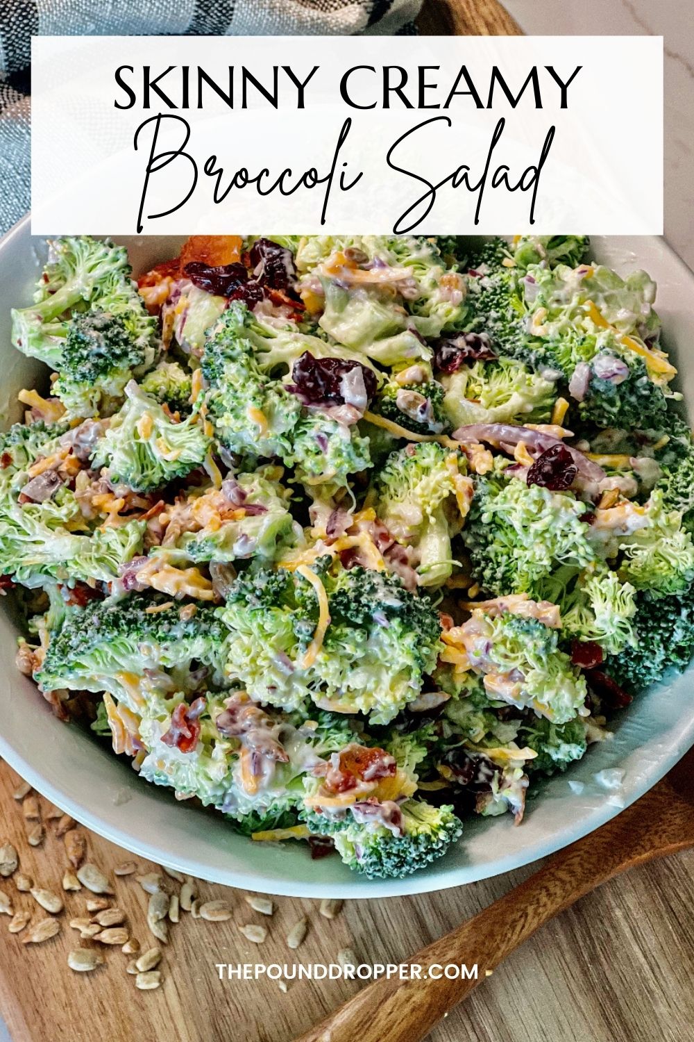 Skinny Creamy Broccoli Salad via @pounddropper