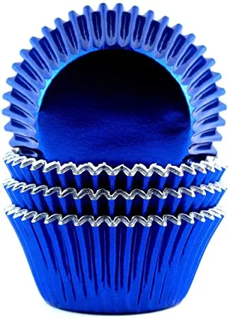Foil Metallic Cupcake Liners Standard Baking Cups 100 Pcs (Navy Blue)
