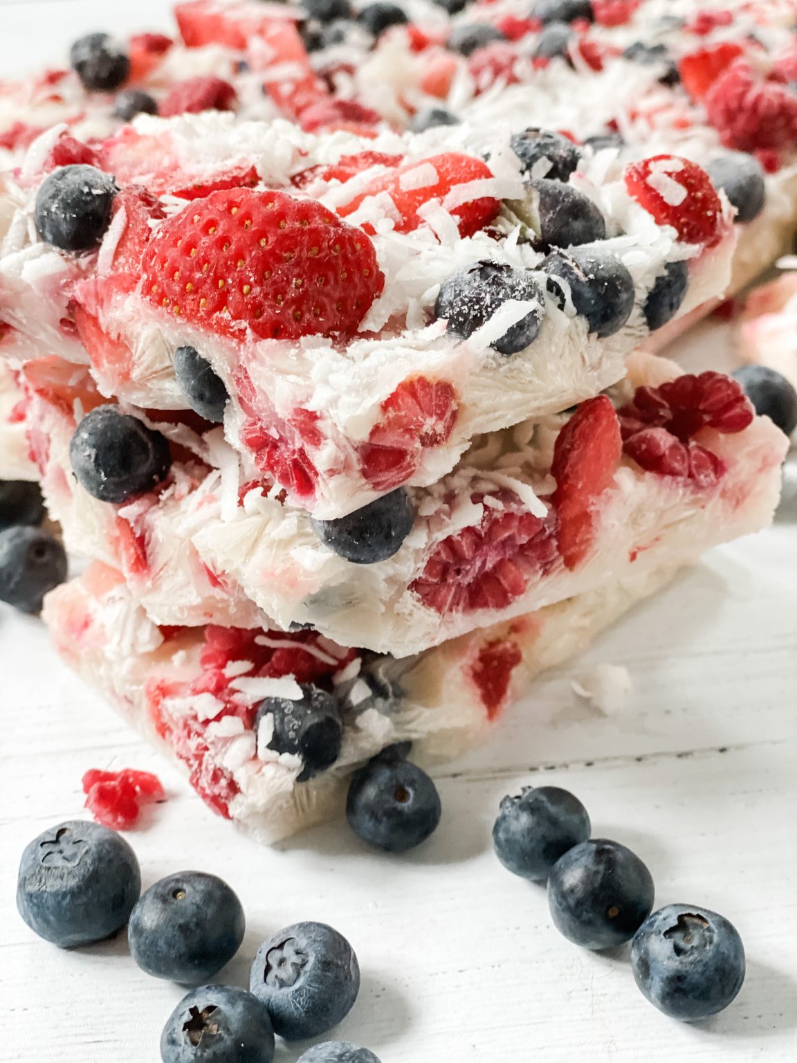 Frozen Yogurt Bark with Fruit Pound Dropper