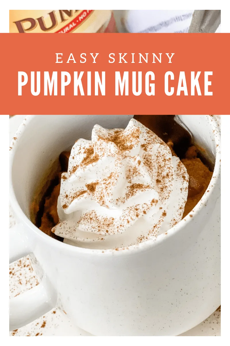 This easy Skinny Pumpkin Mug Cake can be made within minutes-served as a simple serving and tastes amazing with use a scoop of light vanilla ice cream & sugar free chocolate chips!  via @pounddropper