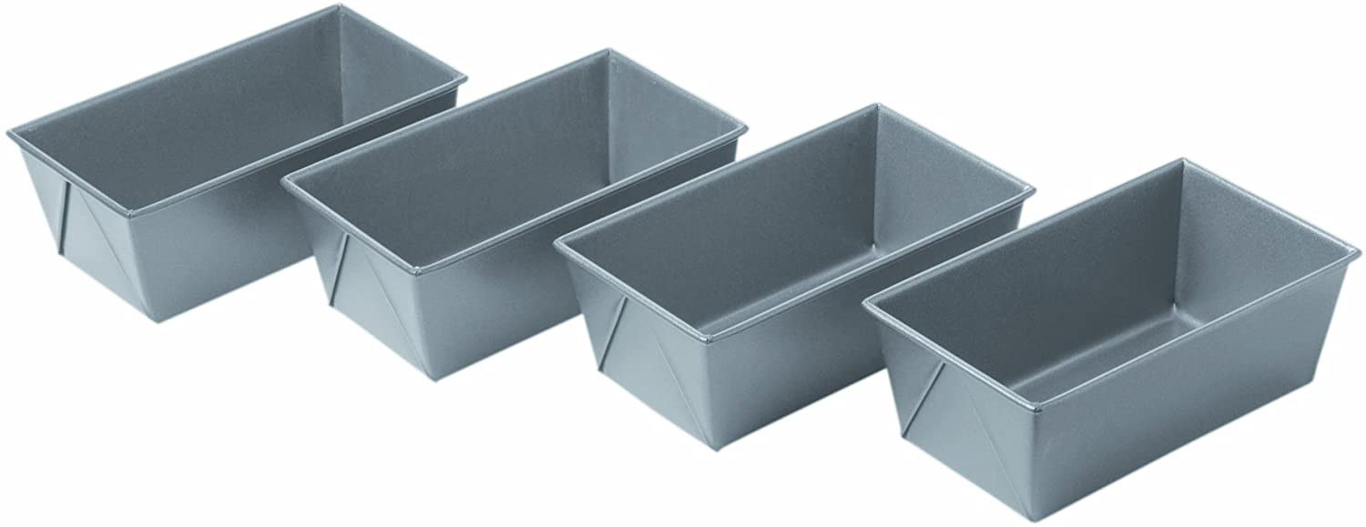 Non-Stick Mini Loaf Pans, Set of 4, 5-3/4 by 3-1/4 by 2-1/4-Inch
