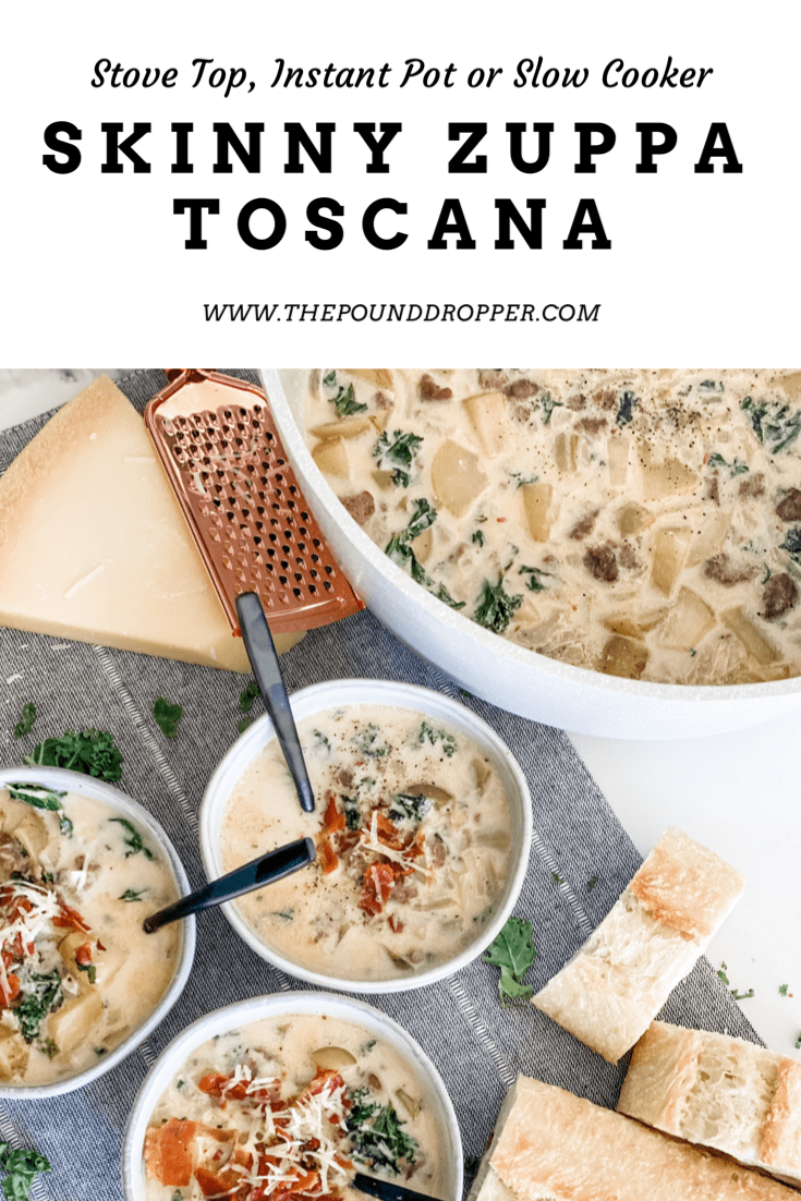 This Skinny Zuppa Toscana-Olive Garden Copycat is a skinny version of Olive Garden's Zuppa Toscana! It has all the great flavors of the Olive Garden soup, but lower in WW points! via @pounddropper