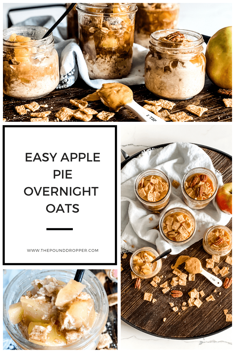 These Easy Apple Pie Overnight Oats are packed with a homemade cinnamon apple filling, oats and nut butter-and makes for the best quick and easy, make-ahead breakfast! via @pounddropper