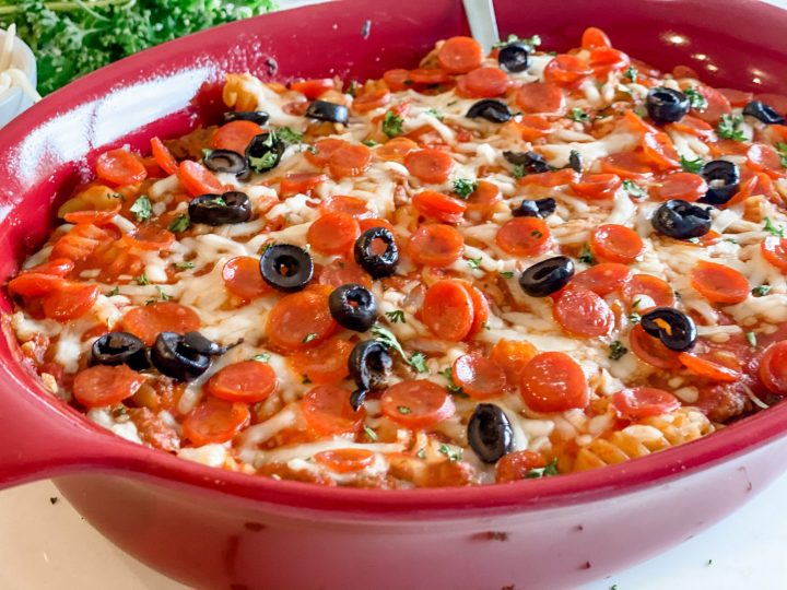 Lightened Up Pizza Pasta Bake - Pound Dropper