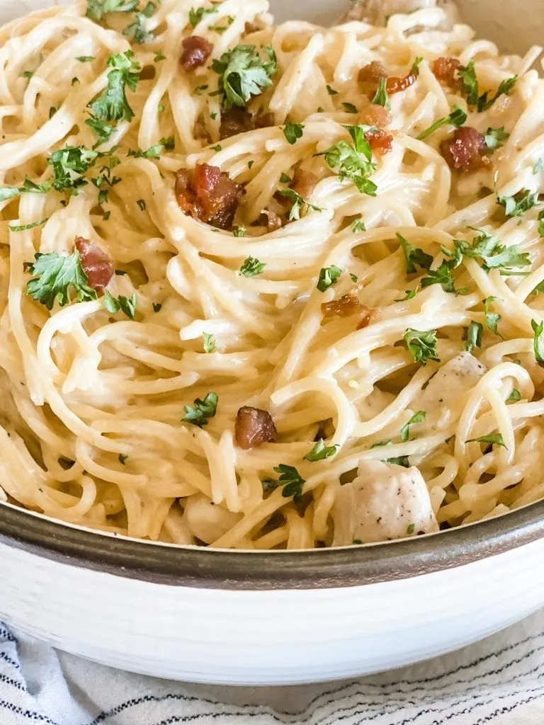 Lightened Up One Pot Chicken Alfredo - Pound Dropper