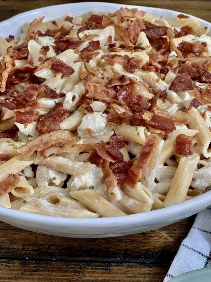 Creamy Bacon Ranch Chicken Pasta - Pound Dropper