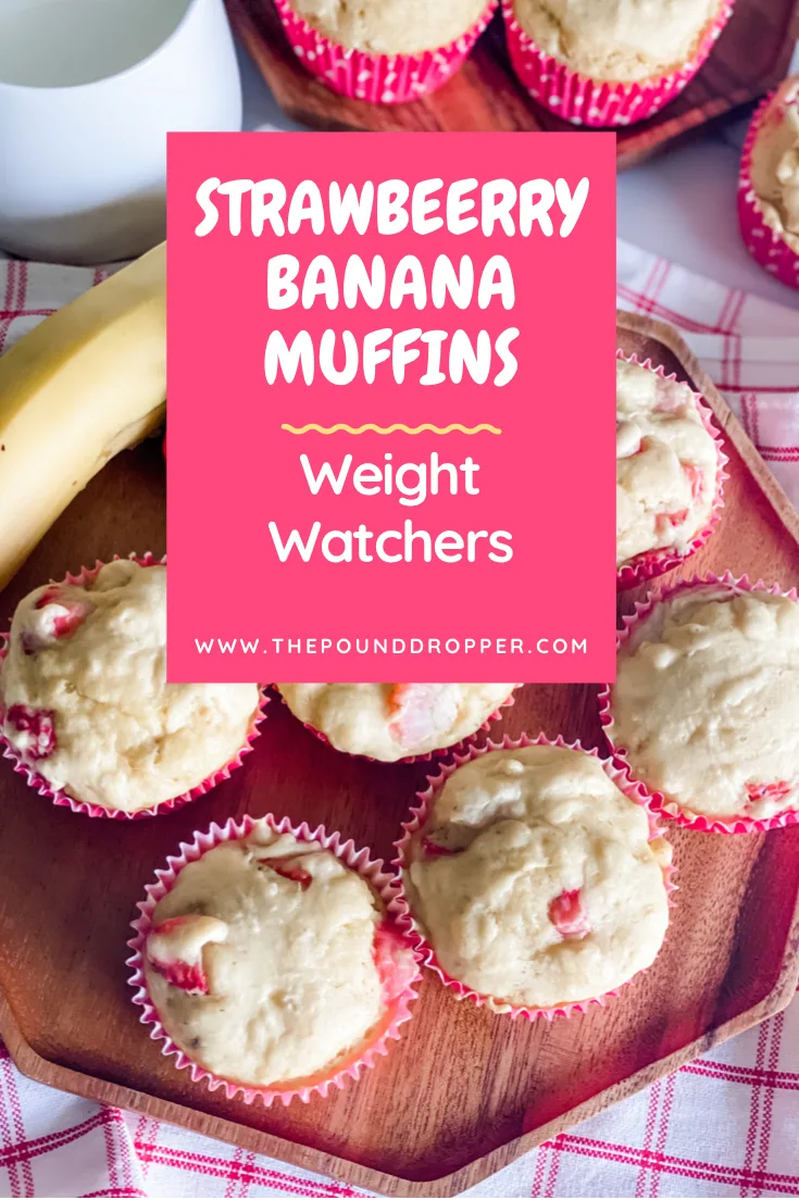 These Weight Watchers Strawberry Banana Muffins are perfectly sweet-packed with fresh strawberries and bananas-Let's be real-who doesn't love the combination of strawberry and banana? I'm pretty sure these will be devoured by your entire family! via @pounddropper