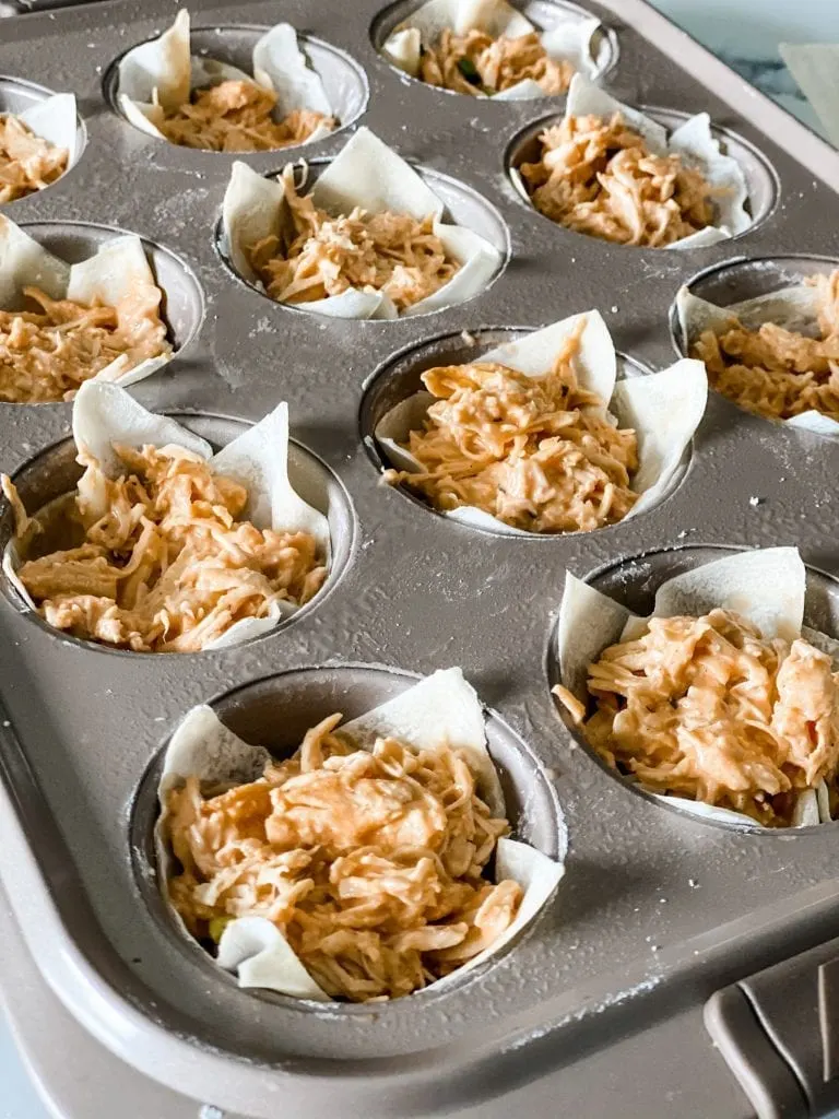 Easy Low Point Buffalo Chicken Wonton Cups - Pound Dropper