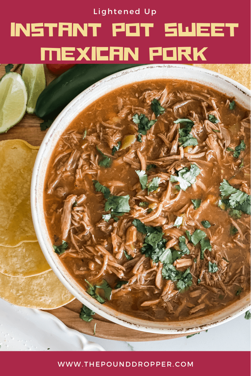 This Easy Lightened Up Instant Pot Mexican Sweet Pot is sweet, tangy, and cooks up quick and easy in the Instant Pot. Perfect for potlucks, family gatherings, or any-day of the week! via @pounddropper