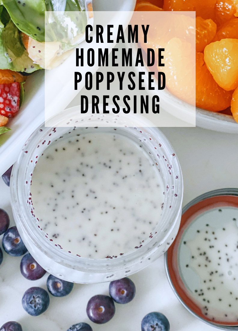 This Creamy Homemade Poppy Seed Dressing is perfectly sweet creamy poppyseed dressing you’ll ever make-perfect on fruit or salad! I’m telling you-it doesn’t get any easier to make-just a handful of ingredients and just 5 minutes to make!! via @pounddropper
