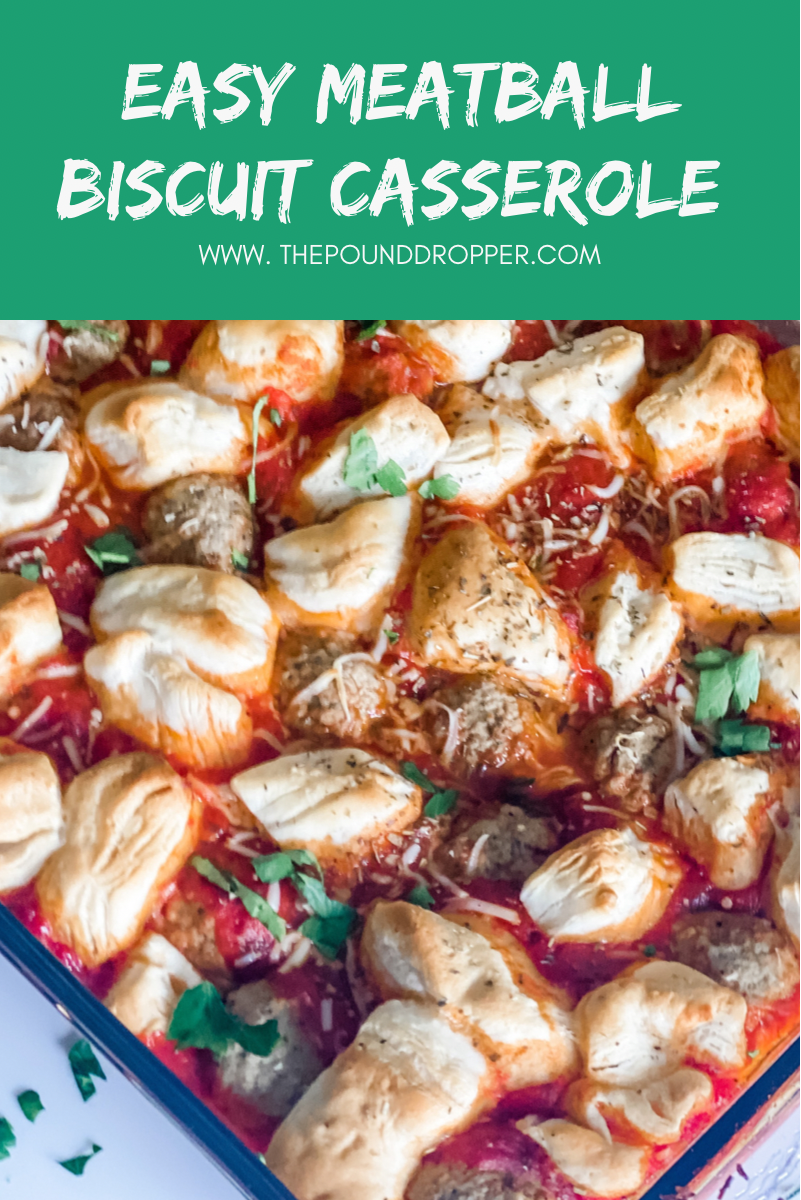 This Easy Meatball Biscuit Casserole is a simple satisfying casserole. It's a perfect meal when you’re in need of some delicious comfort food!  via @pounddropper