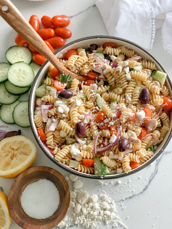 Greek Chicken Pasta Salad - Pound Dropper