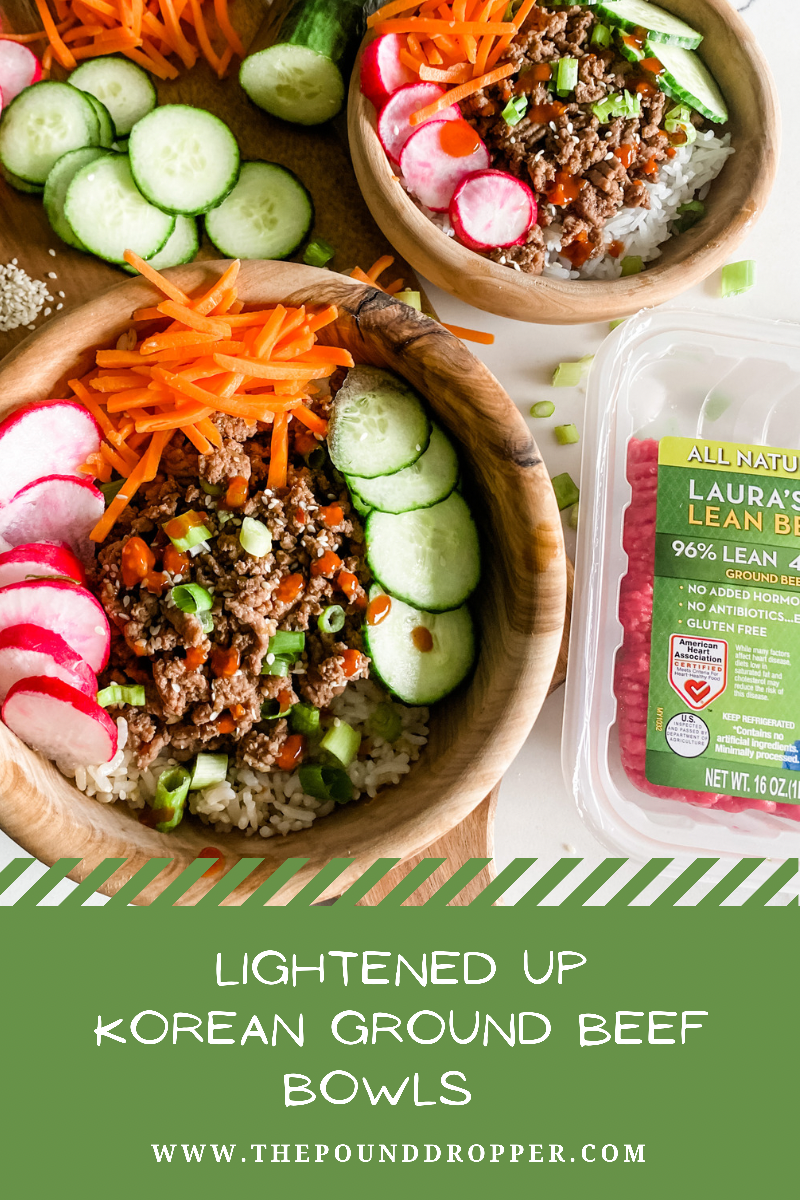 These Lightened Up Korean Ground Beef Bowls make for a quick and easy meal and come together in less than 25 minutes-perfect for those busy weeknights. Laura’s Lean Ground Beef makes these Korean Ground Beef Bowls lighter and healthier! via @pounddropper