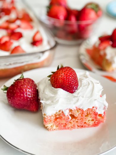 Easy Lightened Up Strawberry Poke Cake - Pound Dropper