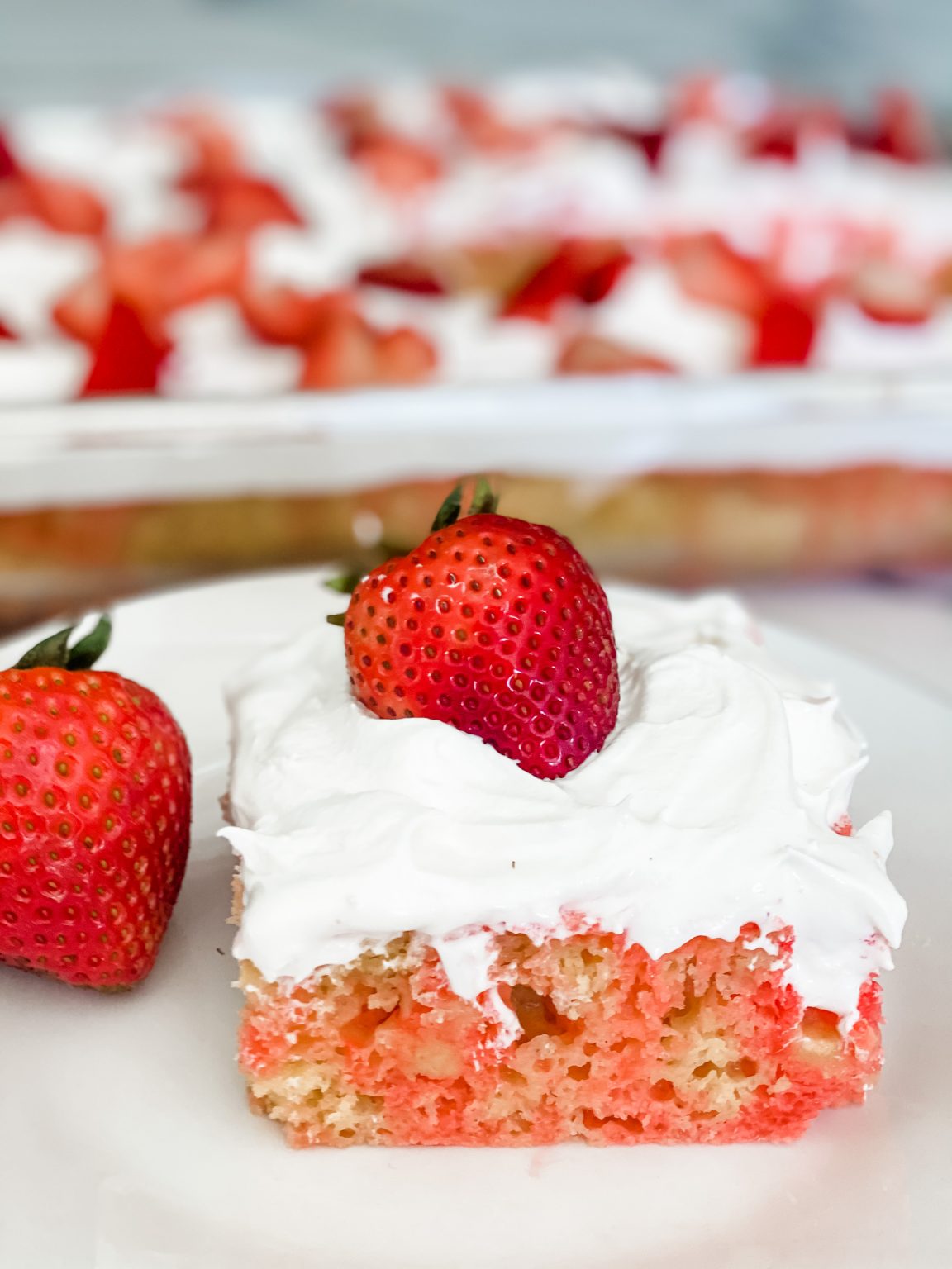 Easy Lightened Up Strawberry Poke Cake - Pound Dropper