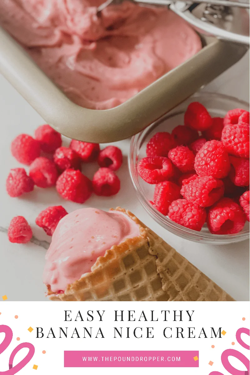 This Easy Healthy Banana Nice Cream is a healthy alternative to ice cream - plant-based, dairy free, and naturally sweetened with fruit-so it’s made without any added sugars! Stay cool during the hot summer months with this refreshing recipe! via @pounddropper