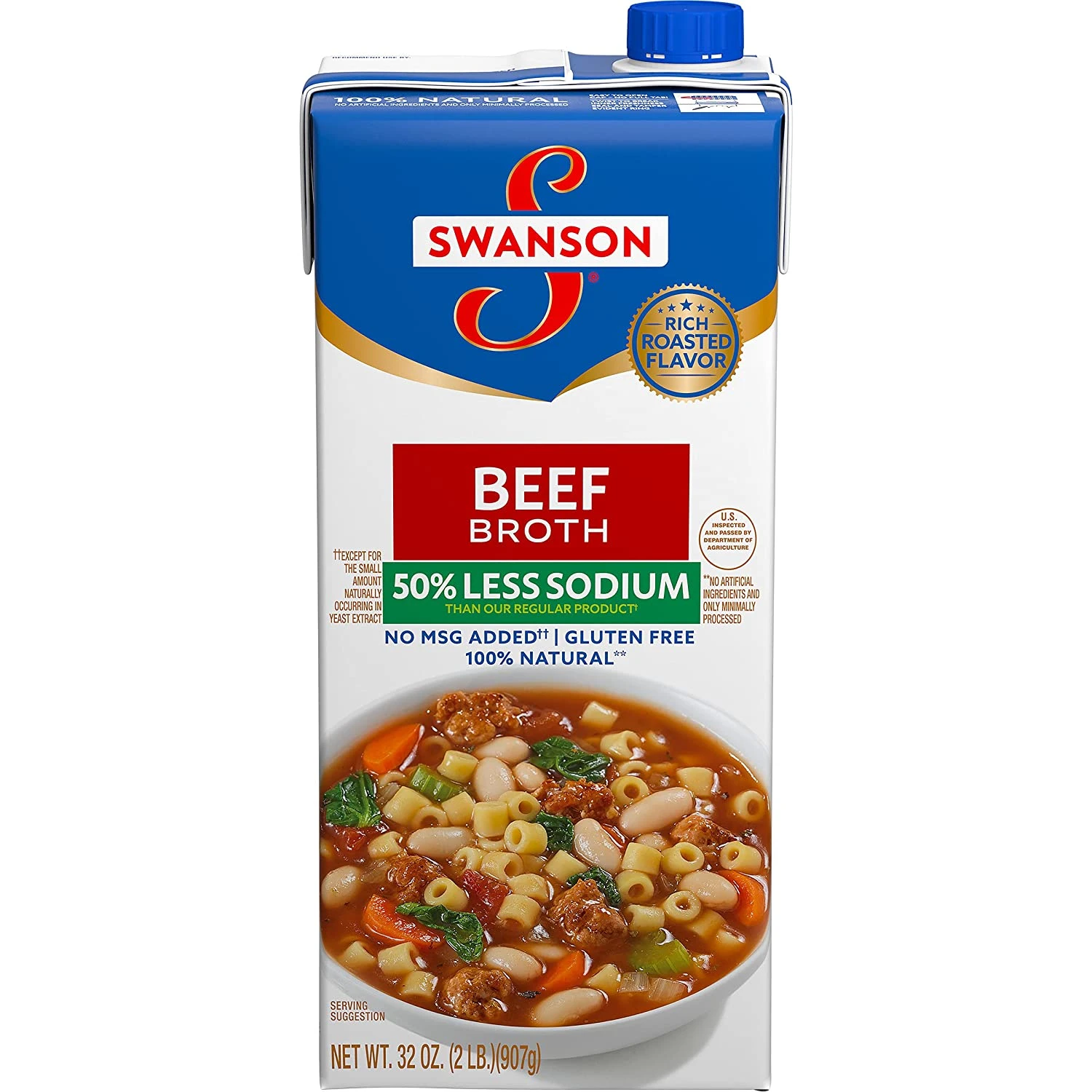 Swanson 50% Less Sodium Beef Broth, 32 Oz