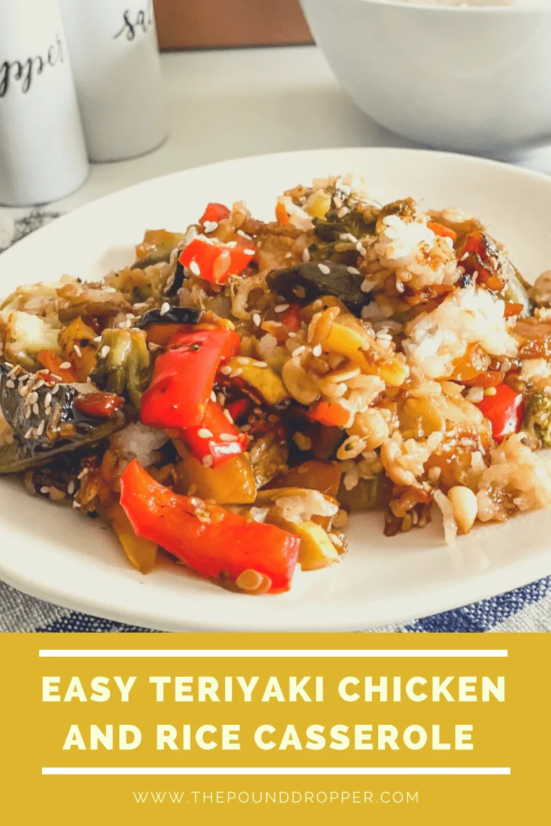 This Easy Teriyaki Chicken and Rice Casserole is packed with skinless, boneless chicken, rice, and stir fry vegetables.  The homemade teriyaki glaze takes this casserole to a whole new level of deliciousness! This is a dish the entire family will love! via @pounddropper