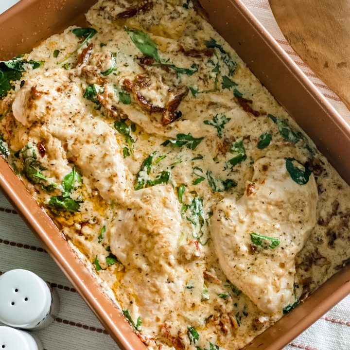 Lighter Creamy Tuscan Chicken Bake-image