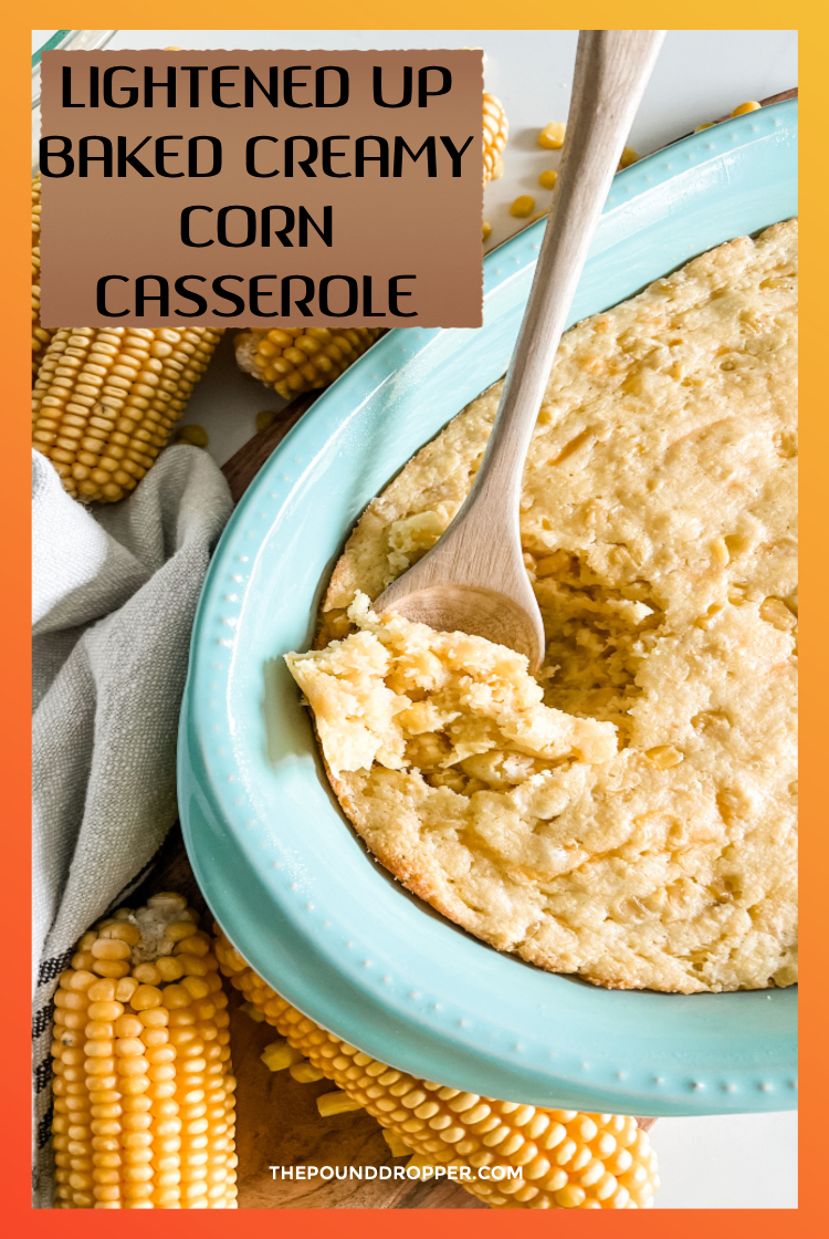 This is the BEST Lightened Up Creamy Corn Casserole. It tastes just as good as the original. It’s sweet and savory, super delicious, and easy to make. This will be devoured at your Thanksgiving table! via @pounddropper