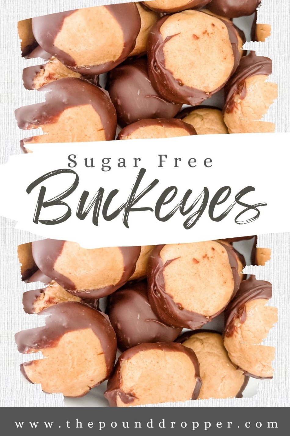 These Easy Sugar Free Buckeyes are the ultimate homemade sugar-free treat! Smooth peanut butter, Lakanto's Confectioners sweetener, and chocolate come together to create a ball of deliciousness! via @pounddropper