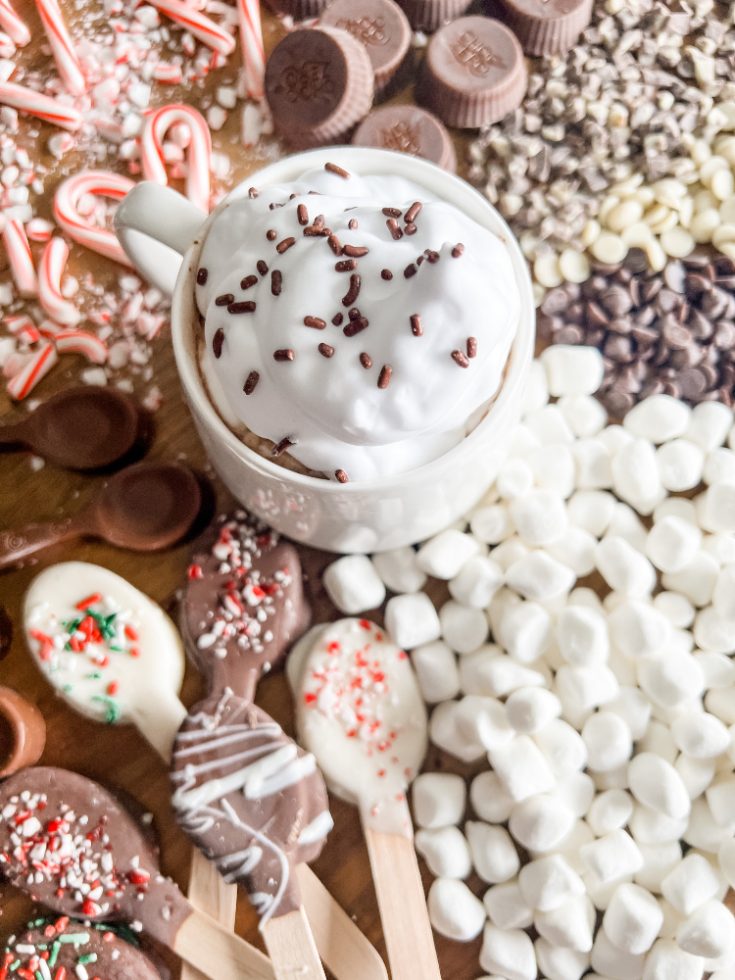 Easy Holiday Hot Cocoa Charcuterie Board with Sugar Free Hot Cocoa