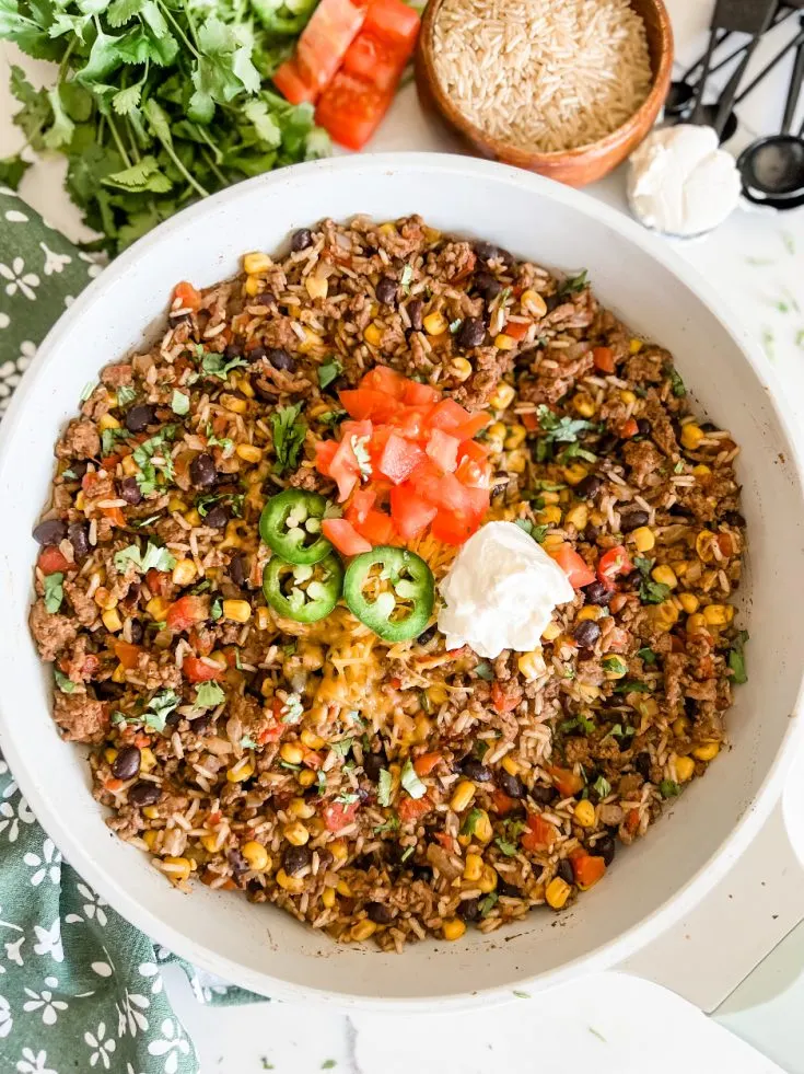 One Pot Mexican Beef and Rice Skillet