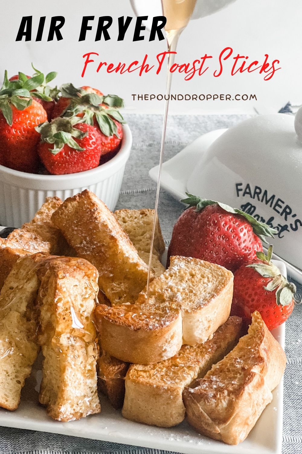 These Easy Air Fryer French Toast Sticks are soft on the inside and crispy outside. These French Toast Sticks are easy to make and prefect for those busy weekday mornings!  A family friendly, freezer-friendly, meal prepping recipe! via @pounddropper