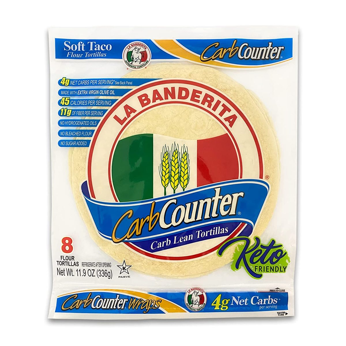 La Banderita® Carb Counter | 8" Flour Tortillas |Low Carb |Keto Friendly |