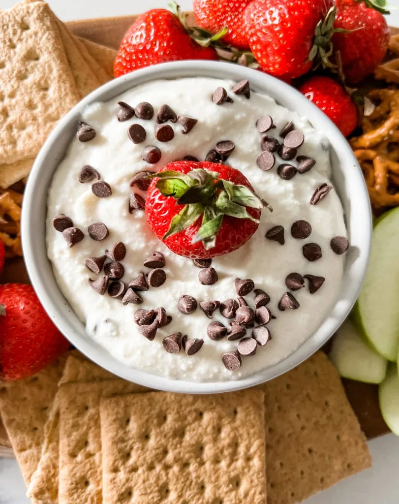 Easy Lightened Up Chocolate Chip Cannoli Dip - Pound Dropper