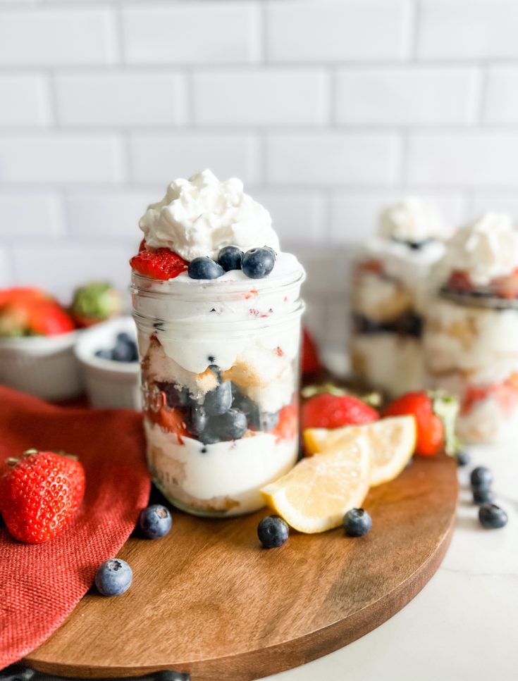 Red White and Blue Mini Cheesecake Trifles - Pound Dropper