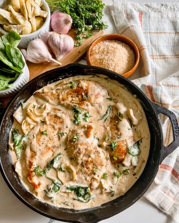 One Pot Creamy Spinach Artichoke Chicken Pound Dropper