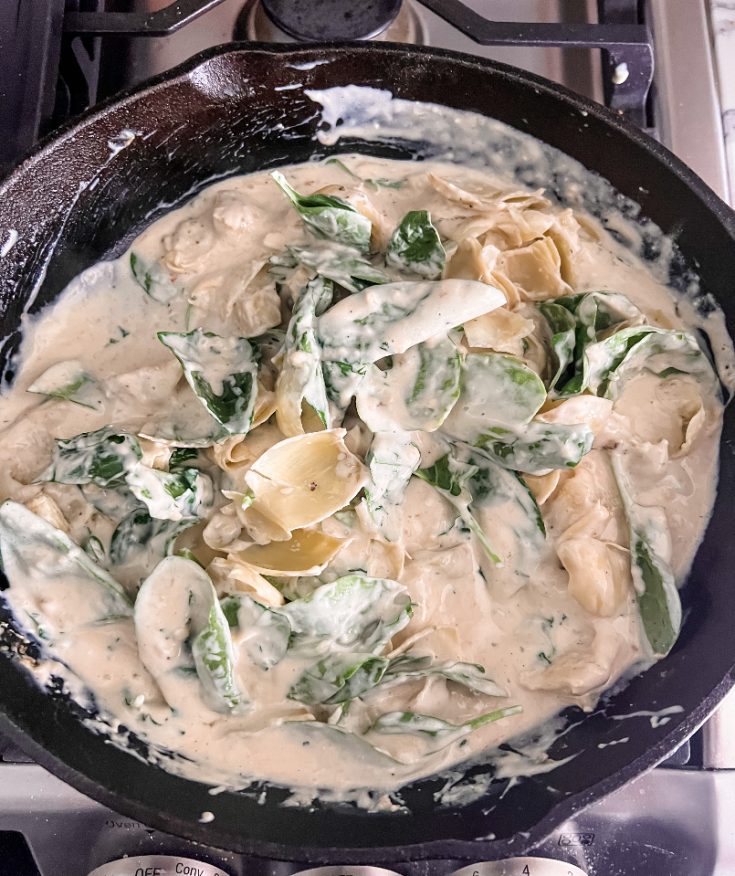 One Pot Creamy Spinach Artichoke Chicken Pound Dropper