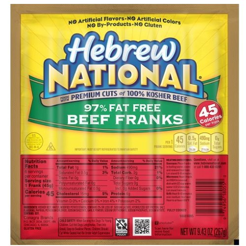 Hebrew National 97% fat free beef franks