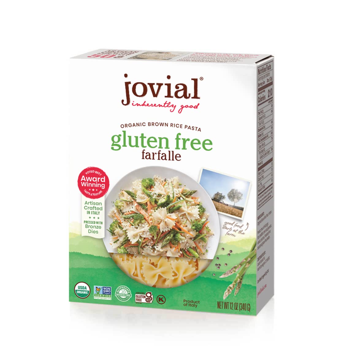 Jovial Farfalle Gluten-Free Pasta | Whole Grain Brown Rice Farfalle Pasta