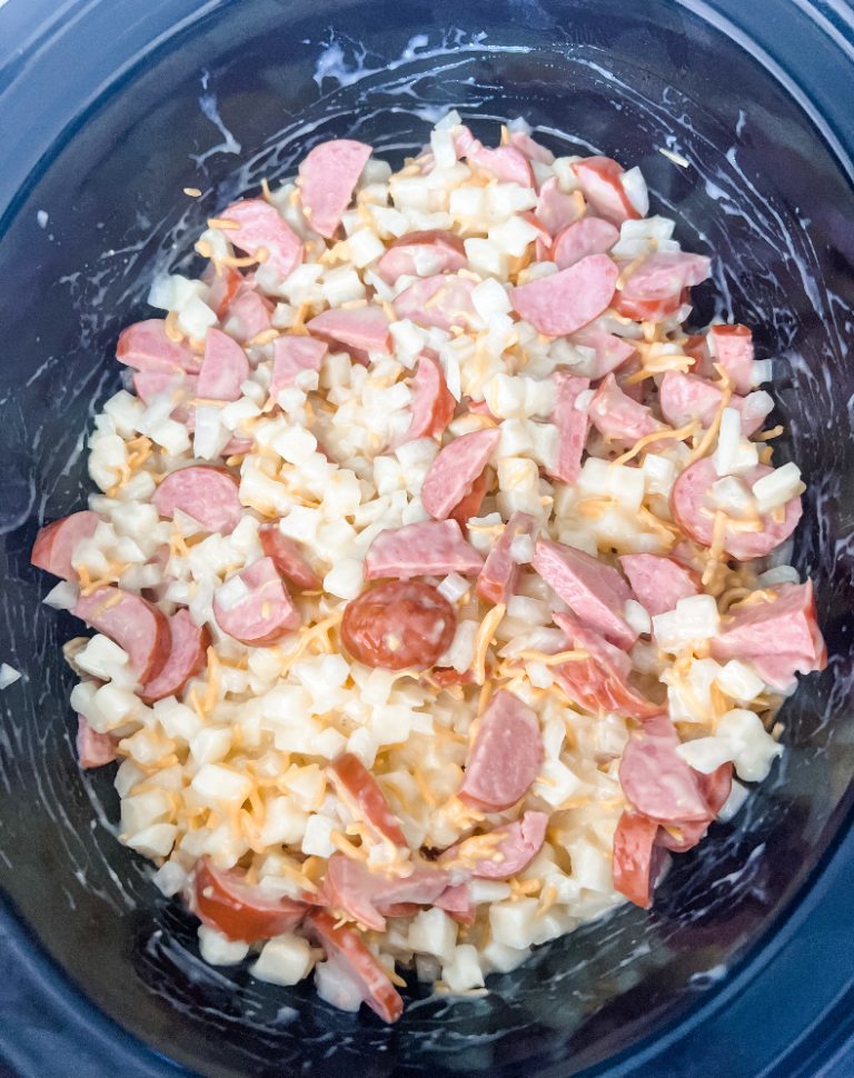 Lightened Up Slow Cooker Cheesy Kielbasa Hash Brown Casserole Pound