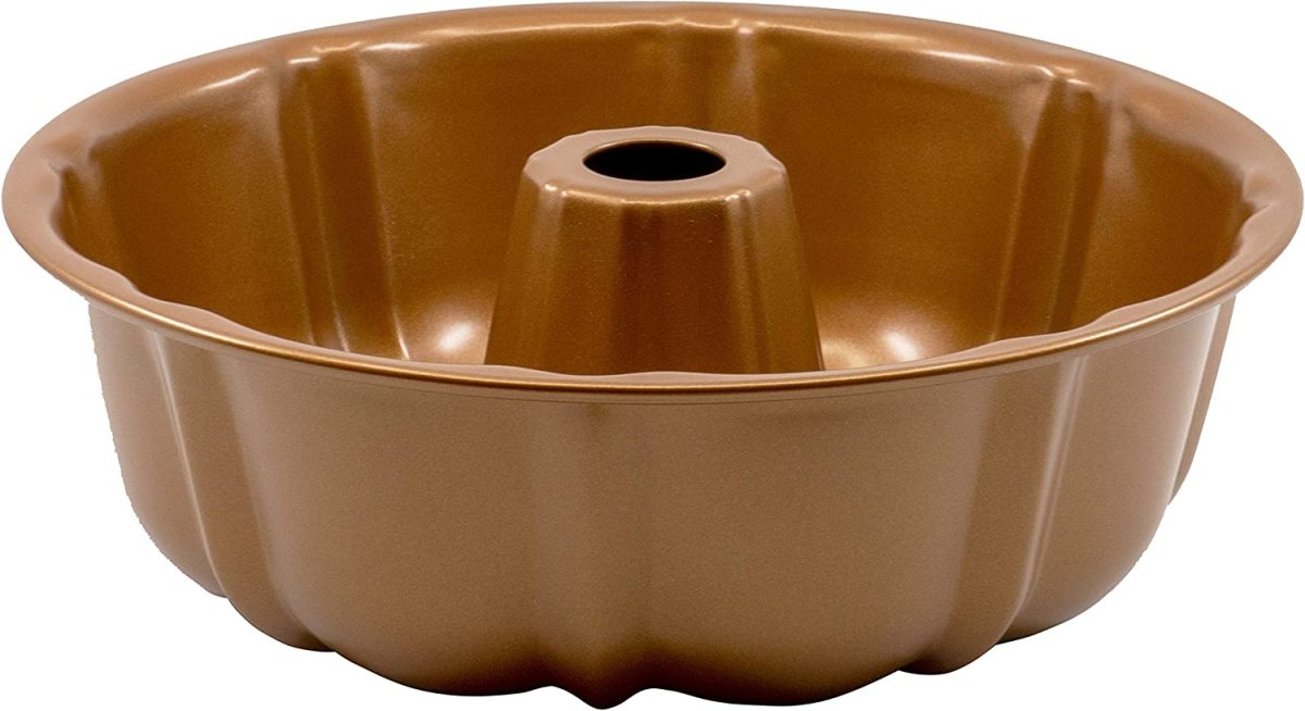 10 Inch Non-Stick Original Cake Fluted Tube Baking Pan in Copper Finish