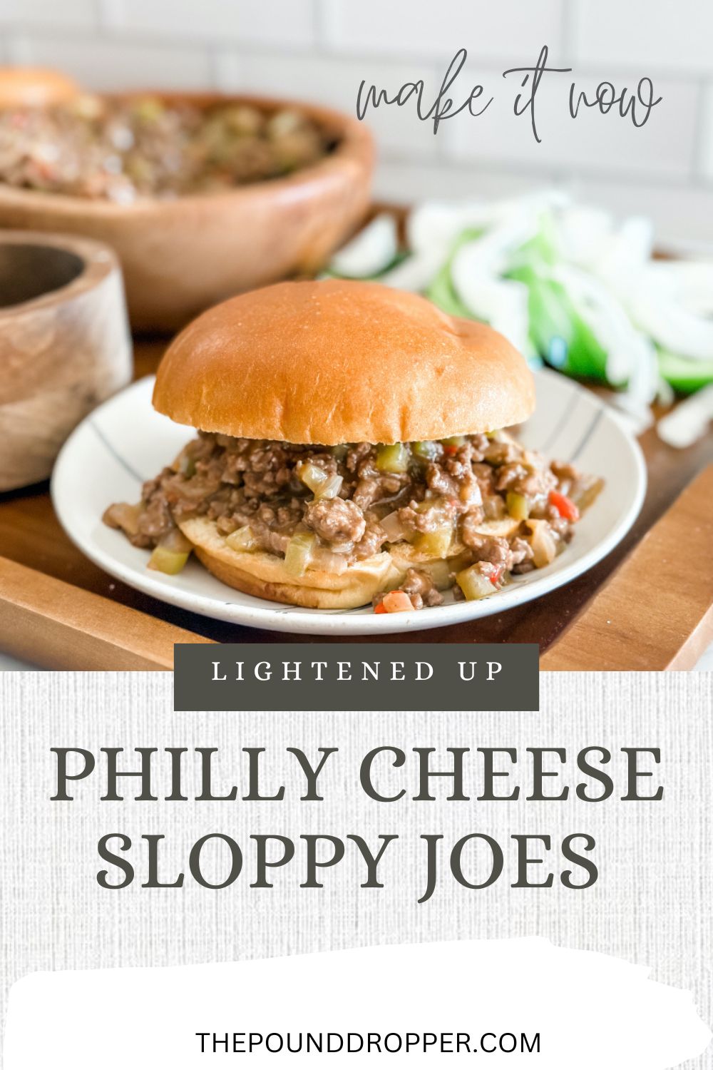 Lightened Up Philly Cheese Sloppy Joes via @pounddropper