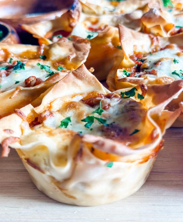 Easy Lasagna Wonton Cups - Pound Dropper