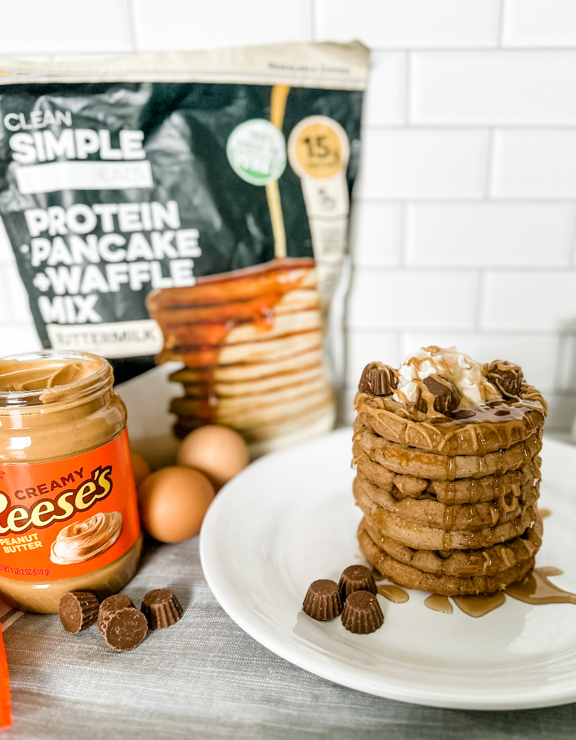 Mini Reese’s Peanut Butter Protein Waffles Pound Dropper
