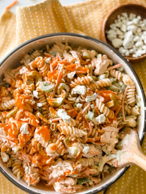 Lighter Buffalo Chicken Pasta Salad Pound Dropper