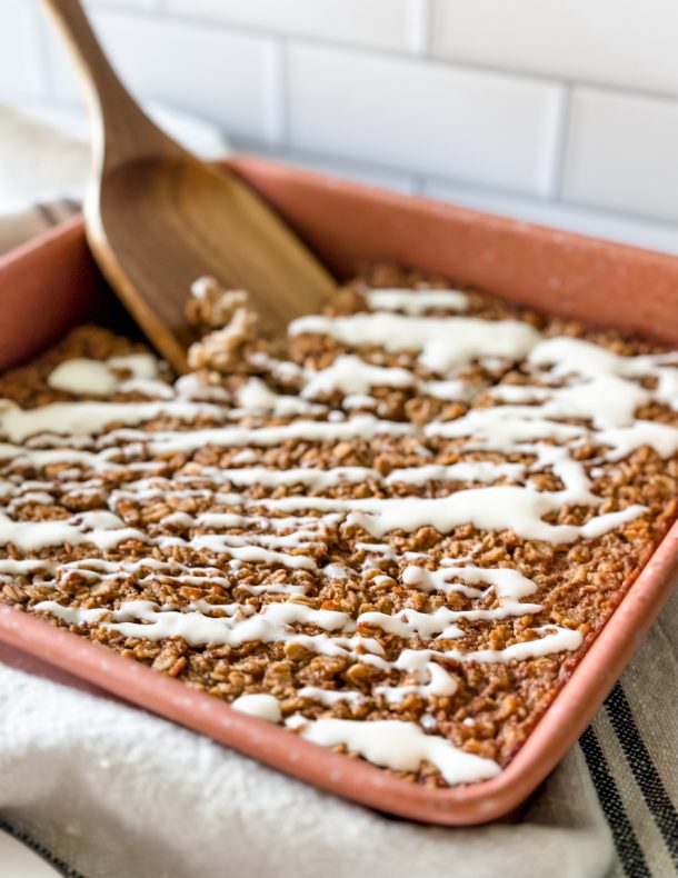 Cinnamon Roll Baked Oatmeal Bake Pound Dropper