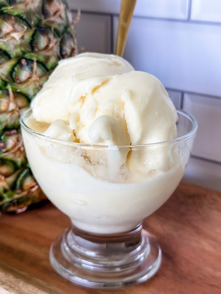 Homemade Protein Dole Whip in the Ninja CREAMi Pound Dropper